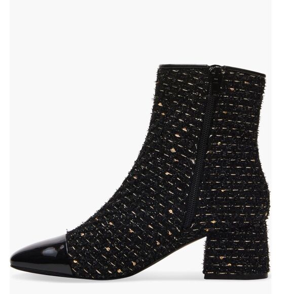Steve Madden Eiffel Bootie, Tweed Black Sparkle, Low Block Heel Size 8 & 8.5 NWT - Picture 8 of 17